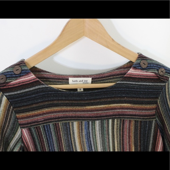 MONTEAU Faith and Joy Multi-colour Rainbow Stripe Knit Top Shirt Small S - Picture 5 of 9